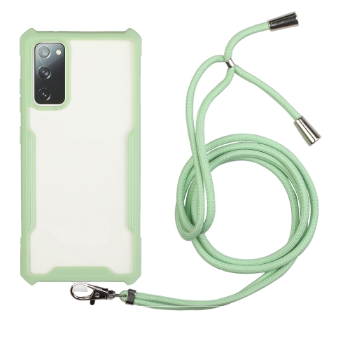 For Samsung Galaxy S20 Acrylic + Color TPU Shockproof Case with Neck Lanyard(Avocado)