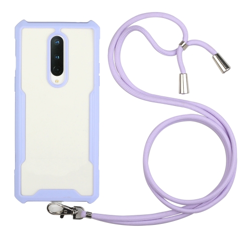 For OnePlus 6 Acrylic + Color TPU Shockproof Case with Neck Lanyard(Purple)