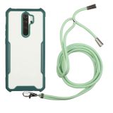For OPPO Reno2 Z / 2F Acrylic + Color TPU Shockproof Case with Neck Lanyard(Dark Green)