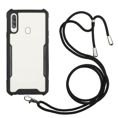 For Xiaomi Redmi Note 7 / Note 7 Pro Acrylic + Color TPU Shockproof Case with Neck Lanyard(Black)