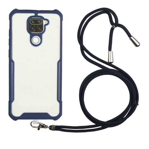 For Xiaomi Redmi Note 9 / 10X 4G Acrylic + Color TPU Shockproof Case with Neck Lanyard(Dark Blue)