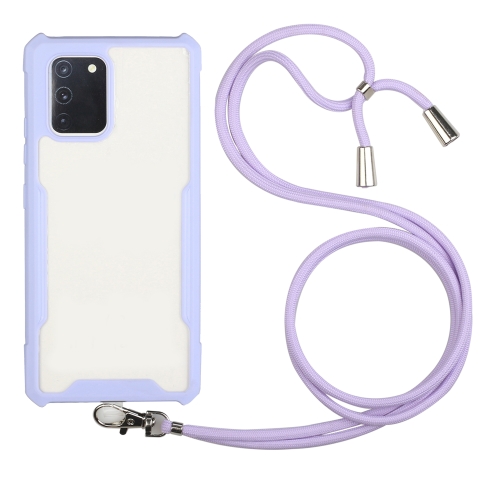 For Huawei P40 Pro Acrylic + Color TPU Shockproof Case with Neck Lanyard(Purple)