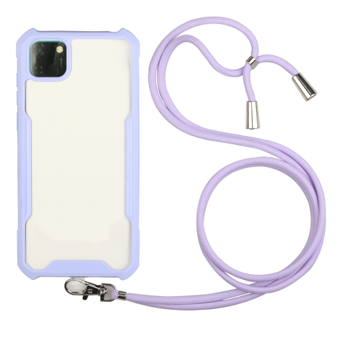 For Huawei Y5p / Honor 9S Acrylic + Color TPU Shockproof Case with Neck Lanyard(Purple)