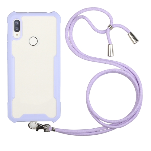 For Huawei Y6 Prime (2019) / Y6s Acrylic + Color TPU Shockproof Case with Neck Lanyard(Purple)