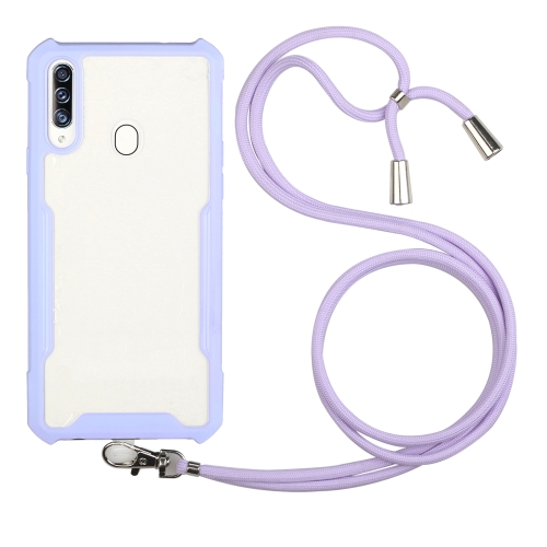 For Huawei Y9 (2019) / Enjoy 9 Plus Acrylic + Color TPU Shockproof Case with Neck Lanyard(Purple)
