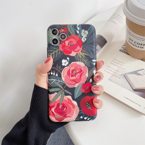 IMD Flower Pattern TPU Protective Case For iPhone 11(Red)