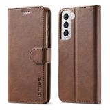 For Samsung Galaxy S21 5G LC.IMEEKE Calf Texture Horizontal Flip Leather Case with Holder & Card Slots & Wallet(Brown)