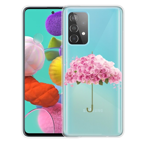 For Samsung Galaxy A52 5G / 4G Colored Drawing Pattern Highly Transparent TPU Protective Case(Flower Umbrella)