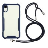 Acrylic + Color TPU Shockproof Case with Neck Lanyard For iPhone XS / X(Dark Blue)