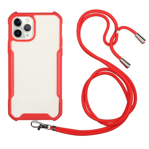 Acrylic + Color TPU Shockproof Case with Neck Lanyard For iPhone 12