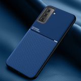 For Samsung Galaxy S21 Ultra 5G Classic Tilt Strip Grain Magnetic Shockproof PC + TPU Case(Blue)