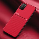 For Xiaomi Poco M3 Classic Tilt Strip Grain Magnetic Shockproof PC + TPU Case(Red)