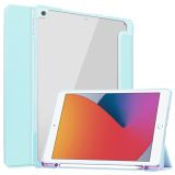 Transparent Acrylic + TPU Back Cover Horizontal Flip Leather Case with 3-folding Holder & Pen Holder & Sleep / Wake-up Function For iPad 10.2 & 10.2 (2020)(Sky Blue)