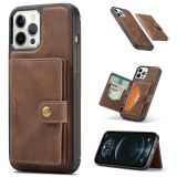 JEEHOOD Retro Magnetic Detachable Protective Case with Wallet & Card Slot & Holder For iPhone 12 / 12 Pro(Brown)