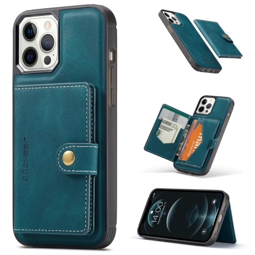 JEEHOOD Retro Magnetic Detachable Protective Case with Wallet & Card Slot & Holder For iPhone 12 Pro Max(Blue)