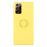 For Samsung Galaxy S20 FE Solid Color Liquid Silicone Shockproof Full Coverage Protective Case with Ring Holder(Yellow)