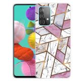 For Samsung Galaxy A32 5G Marble Shockproof  TPU Protective Case(Rhombus White Purple)