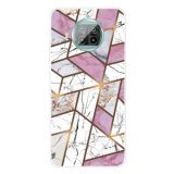 For Xiaomi Mi 10T Lite Marble Pattern Shockproof  TPU Protective Case(Rhombus White Purple)