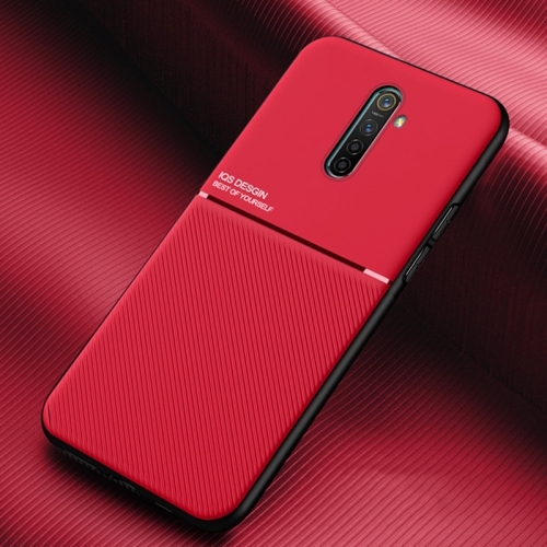 For OPPO Realme X2 Pro Classic Tilt Strip Grain Magnetic Shockproof PC + TPU Case(Red)