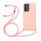 For Samsung Galaxy S21 Ultra 5G Wheat Straw Material + TPU Protective Case with Lanyard(Pink)