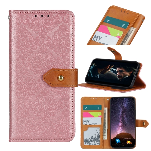 For Xiaomi Mi 10T Lite 5G European Floral Embossed Copper Buckle Horizontal Flip PU Leather Case with Holder & Card Slots & Wallet & Photo Frame(Pink)