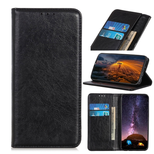 For OnePlus 9 Magnetic Crazy Horse Texture Horizontal Flip Leather Case with Holder & Card Slots & Wallet(Black)