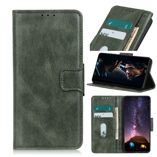 For OnePlus 9 Mirren Crazy Horse Texture Horizontal Flip Leather Case with Holder & Card Slots & Wallet(Dark Green)