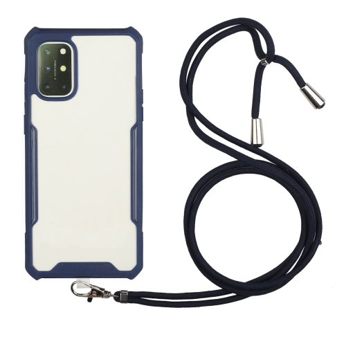 For Xiaomi Redmi Note 9 / Poco M3 Acrylic + Color TPU Shockproof Case with Neck Lanyard(Dark Blue)