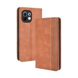 For Xiaomi Mi 11 Magnetic Buckle Retro Crazy Horse Texture Horizontal Flip Leather Case with Holder & Card Slots & Photo Frame(Brown)