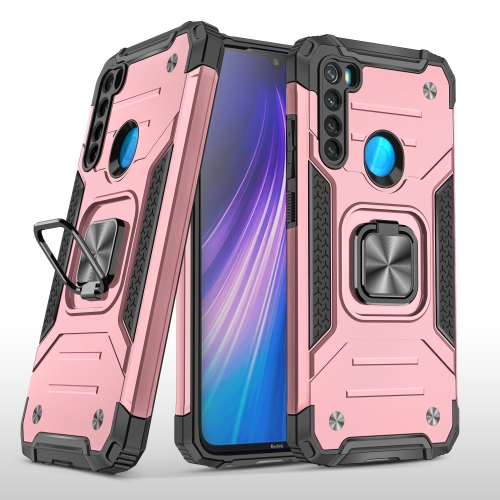 For Xiaomi Redmi Note 8 Magnetic Armor Shockproof TPU + PC Case with Metal Ring Holder(Rose Gold)