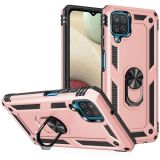 For Samsung Galaxy A12 5G Shockproof TPU + PC Protective Case with 360 Degree Rotating Holder(Rose Gold)