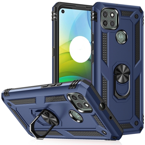 For Motorola Moto G9 Power Shockproof TPU + PC Protective Case with 360 Degree Rotating Holder(Blue)