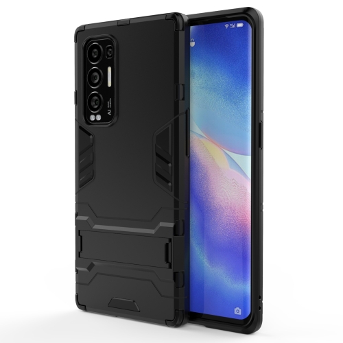 For OPPO Reno5 Pro+ PC + TPU Shockproof Protective Case with Holder(Black)