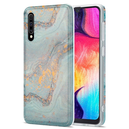 For Samsung Galaxy A50 / A30s / A50s TPU Gilt Marble Pattern Protective Case(Light Blue)