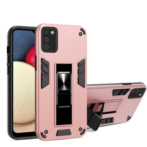 For Samsung Galaxy A02s 2 in 1 PC + TPU Shockproof Protective Case with Invisible Holder(Rose Gold)