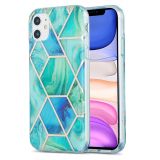 3D Electroplating Marble Pattern TPU Protective Case For iPhone 11(Green Blue)