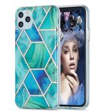 3D Electroplating Marble Pattern TPU Protective Case For iPhone 11 Pro Max(Green Blue)