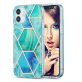 3D Electroplating Marble Pattern TPU Protective Case For iPhone 12 Pro Max(Green Blue)