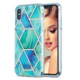3D Electroplating Marble Pattern TPU Protective Case For iPhone XS / X(Green Blue)