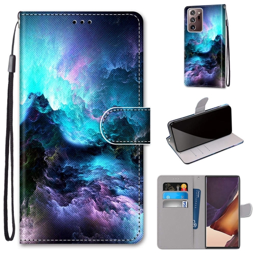 For Samsung Galaxy Note 20 Ultra Coloured Drawing Cross Texture Horizontal Flip PU Leather Case with Holder & Card Slots & Wallet & Lanyard(Colorful Clouds)