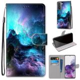 For Samsung Galaxy S21+ 5G Coloured Drawing Cross Texture Horizontal Flip PU Leather Case with Holder & Card Slots & Wallet & Lanyard(Colorful Clouds)