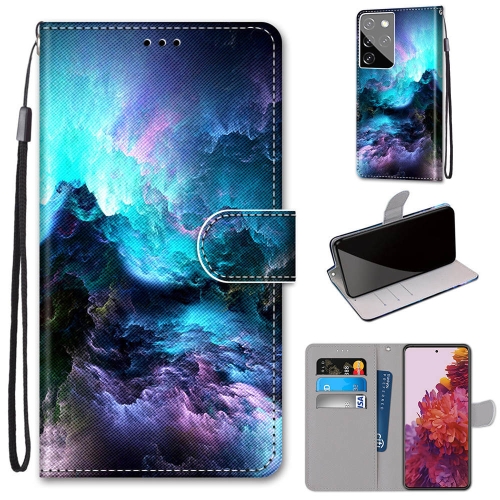 For Samsung Galaxy S21 Ultra 5G Coloured Drawing Cross Texture Horizontal Flip PU Leather Case with Holder & Card Slots & Wallet & Lanyard(Colorful Clouds)