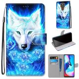For Motorola Moto E7 Plus / G9 Play / G9 Coloured Drawing Cross Texture Horizontal Flip PU Leather Case with Holder & Card Slots & Wallet & Lanyard(Dick Rose Wolf)
