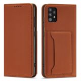 For Samsung Galaxy A52 5G / 4G Strong Magnetism Liquid Feel Horizontal Flip Leather Case with Holder & Card Slots & Wallet(Brown)