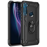 For Motorola Moto One Fusion Plus Shockproof TPU + PC Protective Case with 360 Degree Rotating Holder(Black)