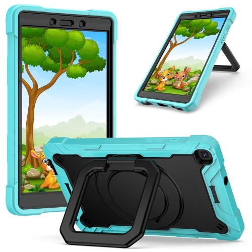 For Samsung Galaxy Tab A 8.0 (2019) T290 Contrast Color Shockproof Robot Silicone + PC Case with Wristband Holder(Mint Green + Black)