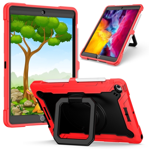 Contrast Color Shockproof Robot Silicone + PC Case with Wristband Holder For iPad 10.2 & 10.2 (2020)(Red + Black)