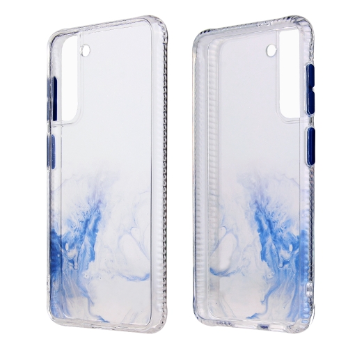 For Samsung Galaxy S21 Ultra 5G Marble Texture TPU + PC Protective Case(White Blue)