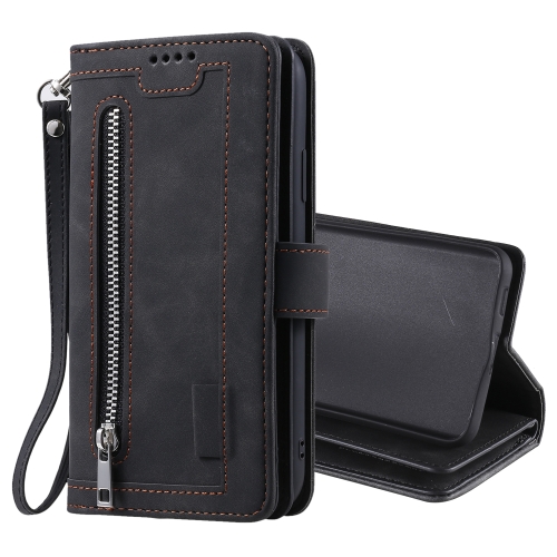 For Samsung Galaxy S21 5G Nine Card Zipper Bag Horizontal Flip Leather Case With Holder & Card Slots & Photo Frame & Wallet(Black)