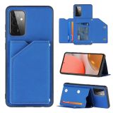 For Samsung Galaxy A72 5G / 4G Skin Feel PU + TPU + PC Back Cover Shockproof Case with Card Slots & Holder & Photo Frame(Royal Blue)